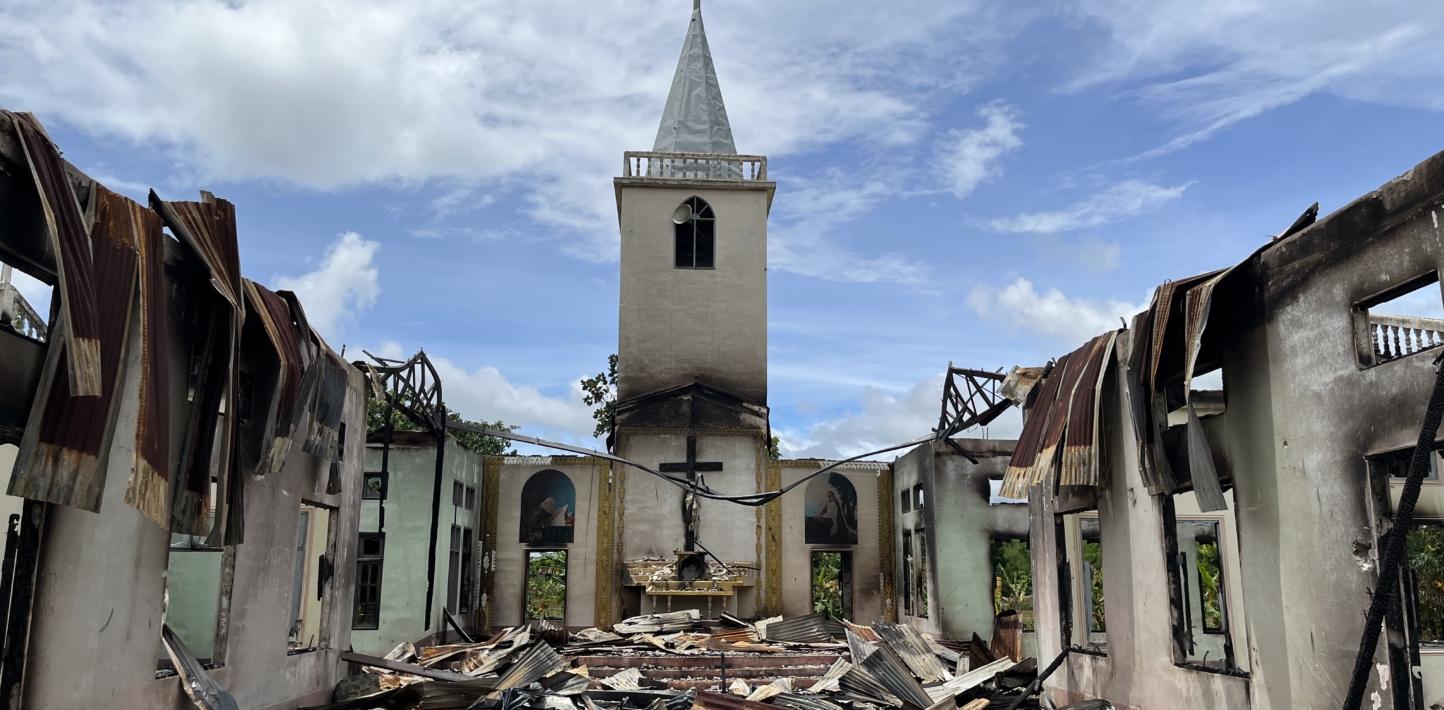 Ausgebrannte Kirche Myanmar